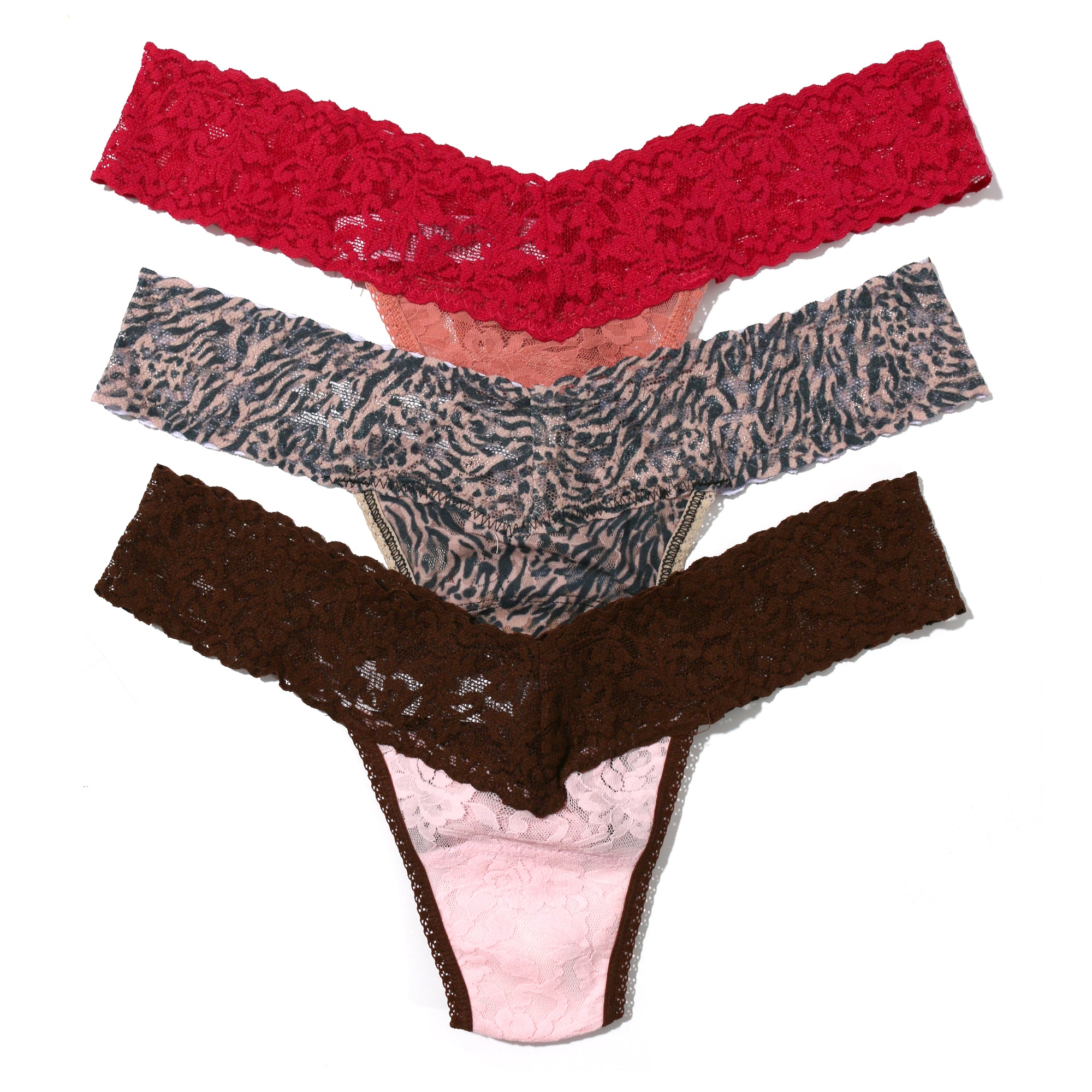 3-Pack Signature Lace Low Rise Thongs | Hisg/Ankg/Bsdc