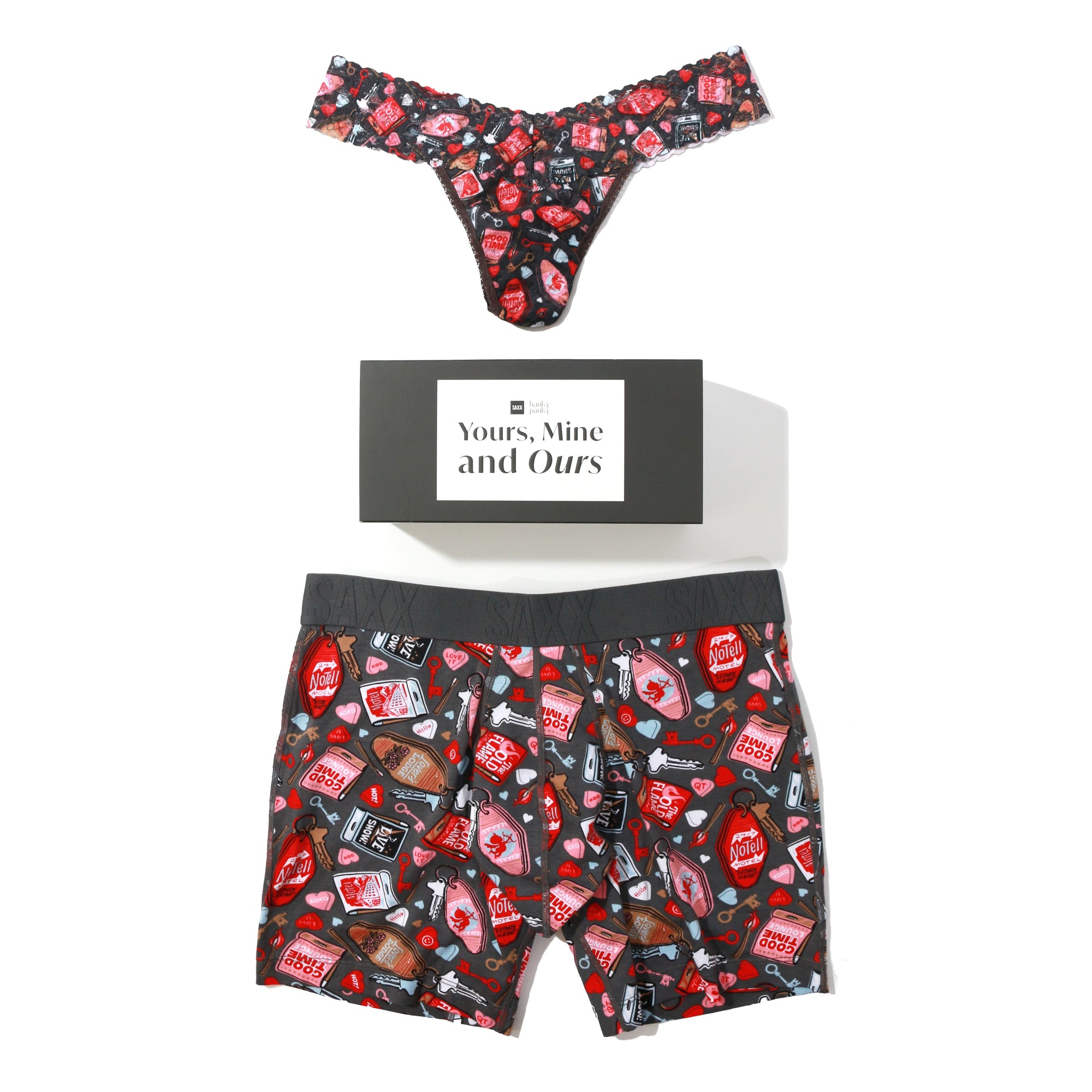 Sinature Lace Low Rise Thong & Saxx Boxer Brief | Black