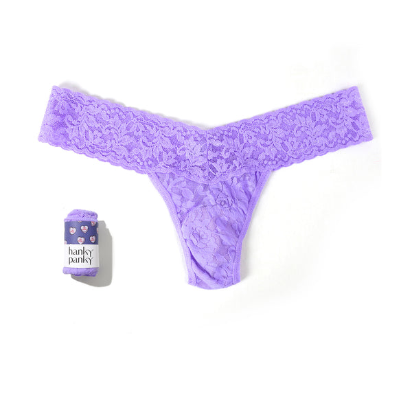 Signature Lace Low Rise Thong | II | Electric Orchid
