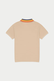 Striped Knit Polo | Beige