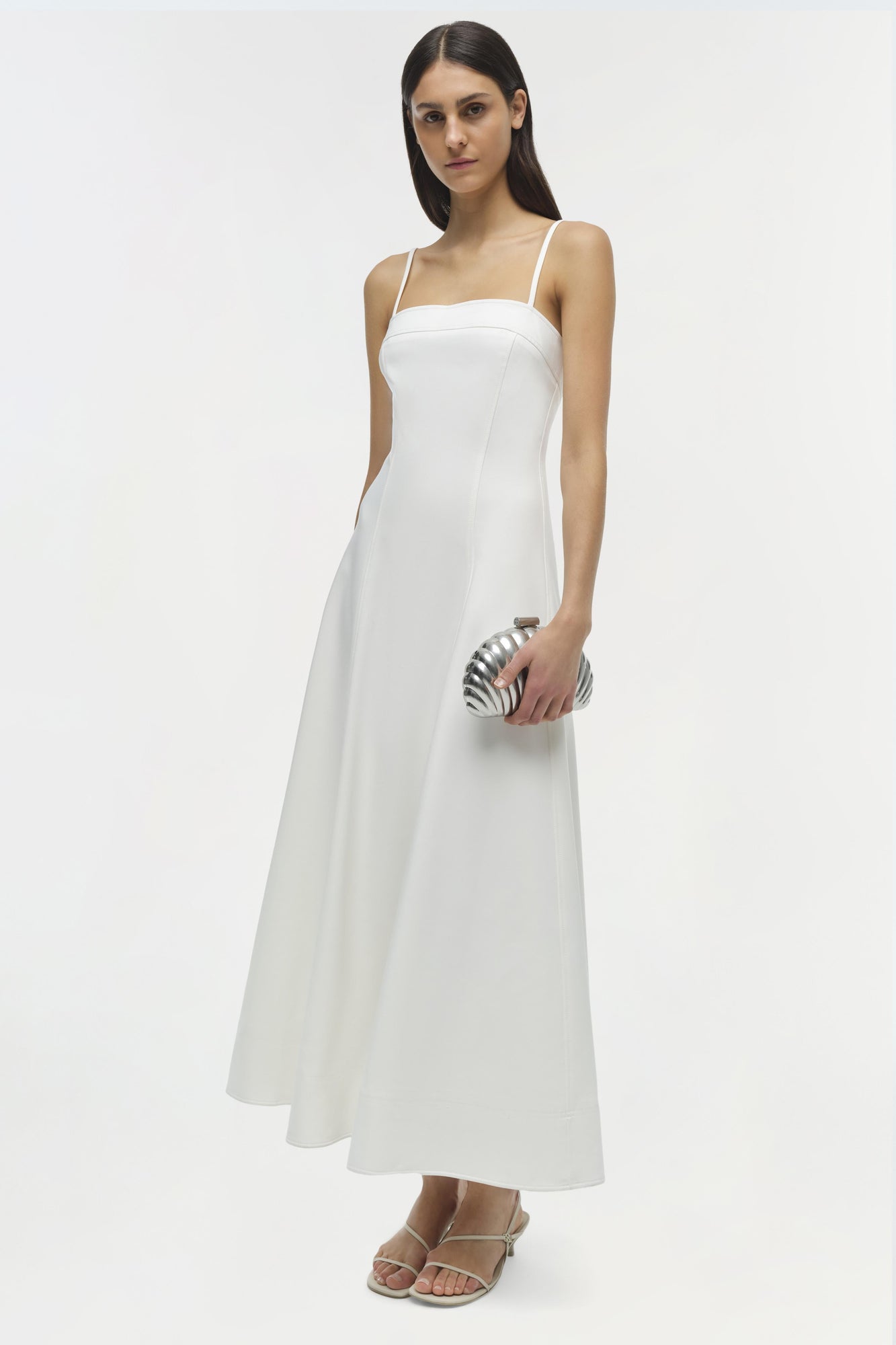white cotton fitted dress Catalina Cotton Dress White (S)