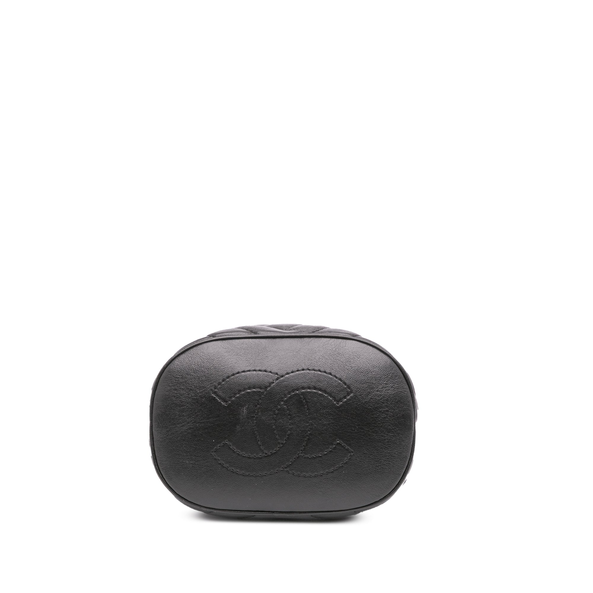 Chanel | Pre-Owned Quilted Chevron Lambskin Handle with Chic Bucket Bag | Black