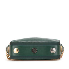 Chanel | Pre-Owned Stitched Calfskin and Grosgrain Button Up Double Zip Camera Bag | Green/Dark Green