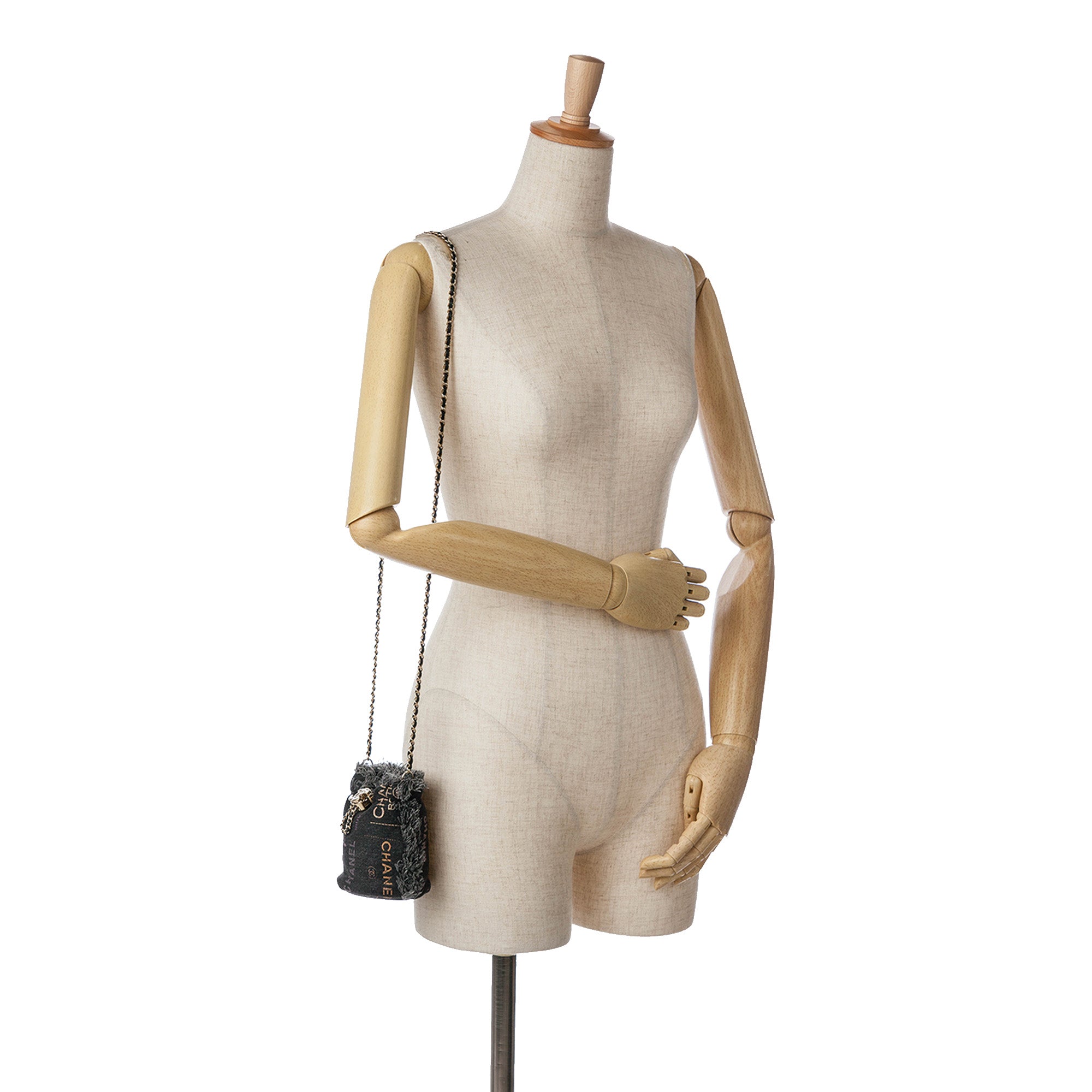 Chanel | Pre-Owned Mini Denim Mood Bucket with Chain - I | Gray/Charcoal