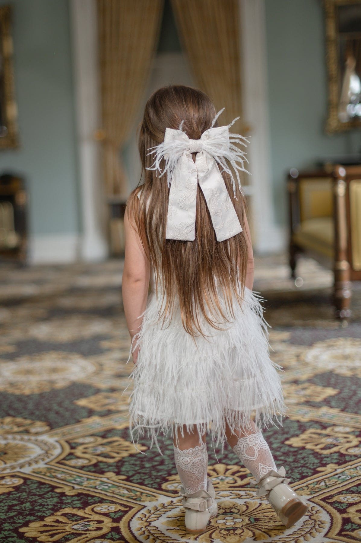 Baby Girls | Eliza Feather Dress | Ivory