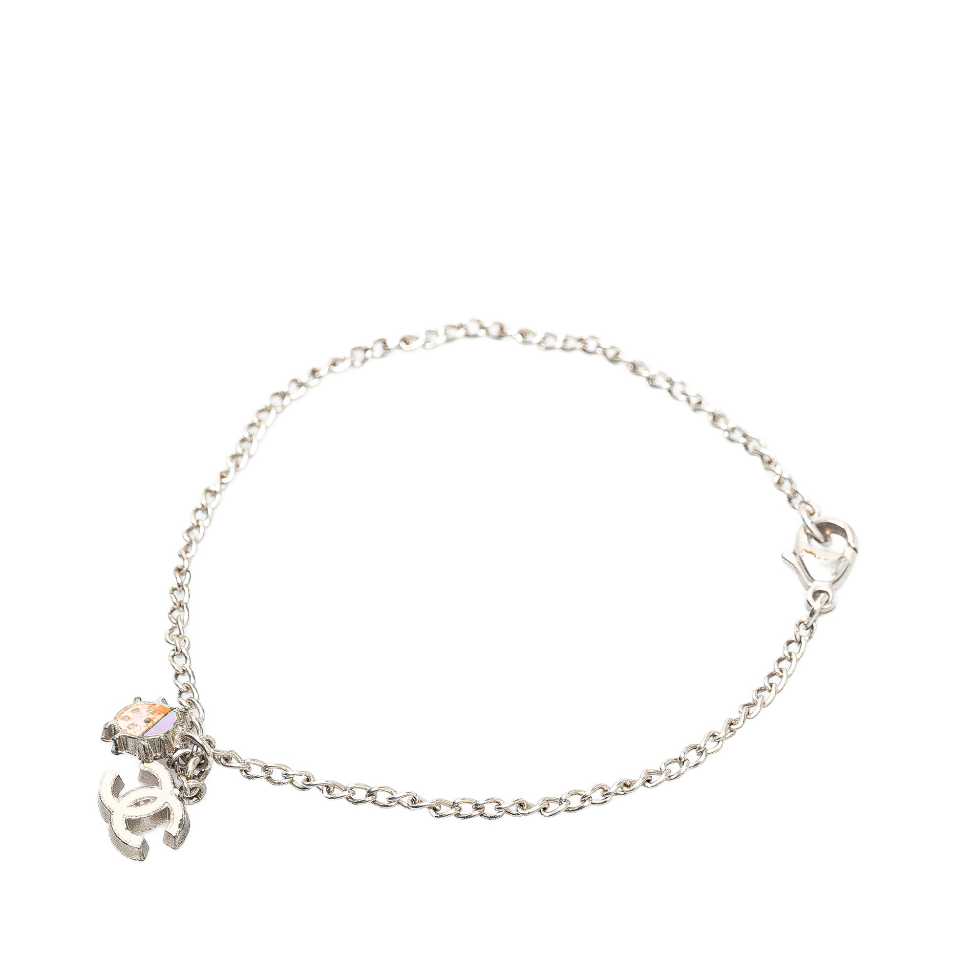 Chanel | Pre-Owned Silver Plated CC Ladybug Charm Bracelet | Silver