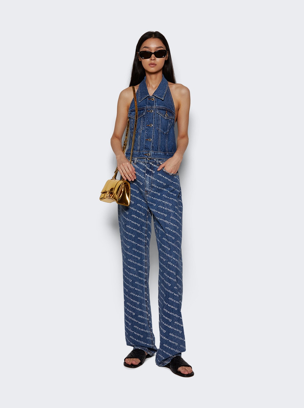 Women | alexanderwang | Ez Logo Crystal Jeans Deep Blue | Multi