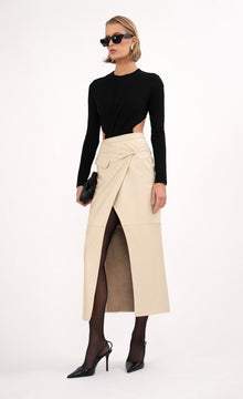 Celeste Leather Skirt | Crema