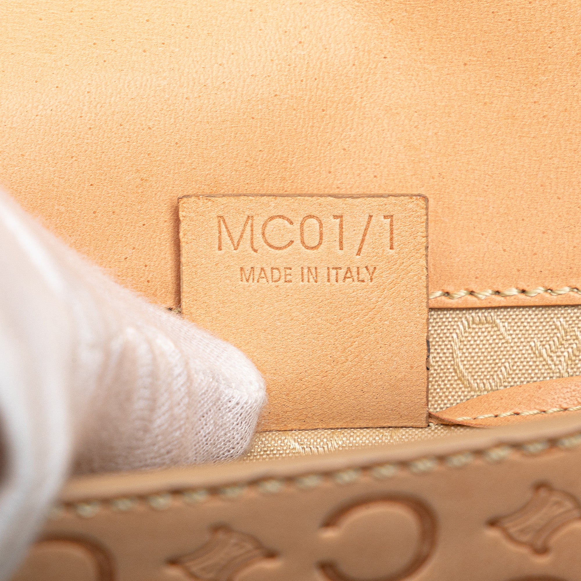 Celine | Pre-Owned C Macadam Leather Pochette | Brown/Beige