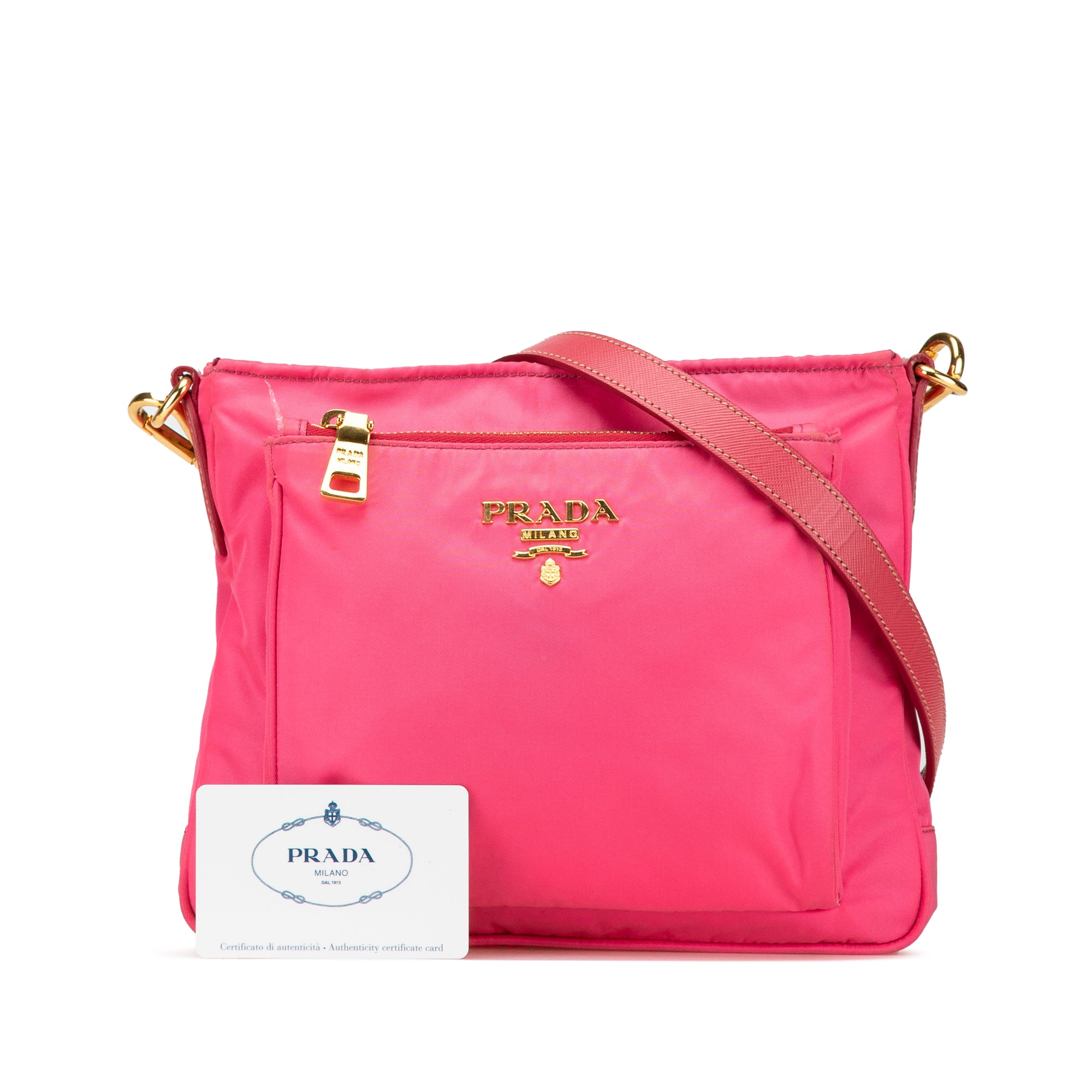Prada | Pre-Owned Tessuto Zip Top Crossbody | Pink