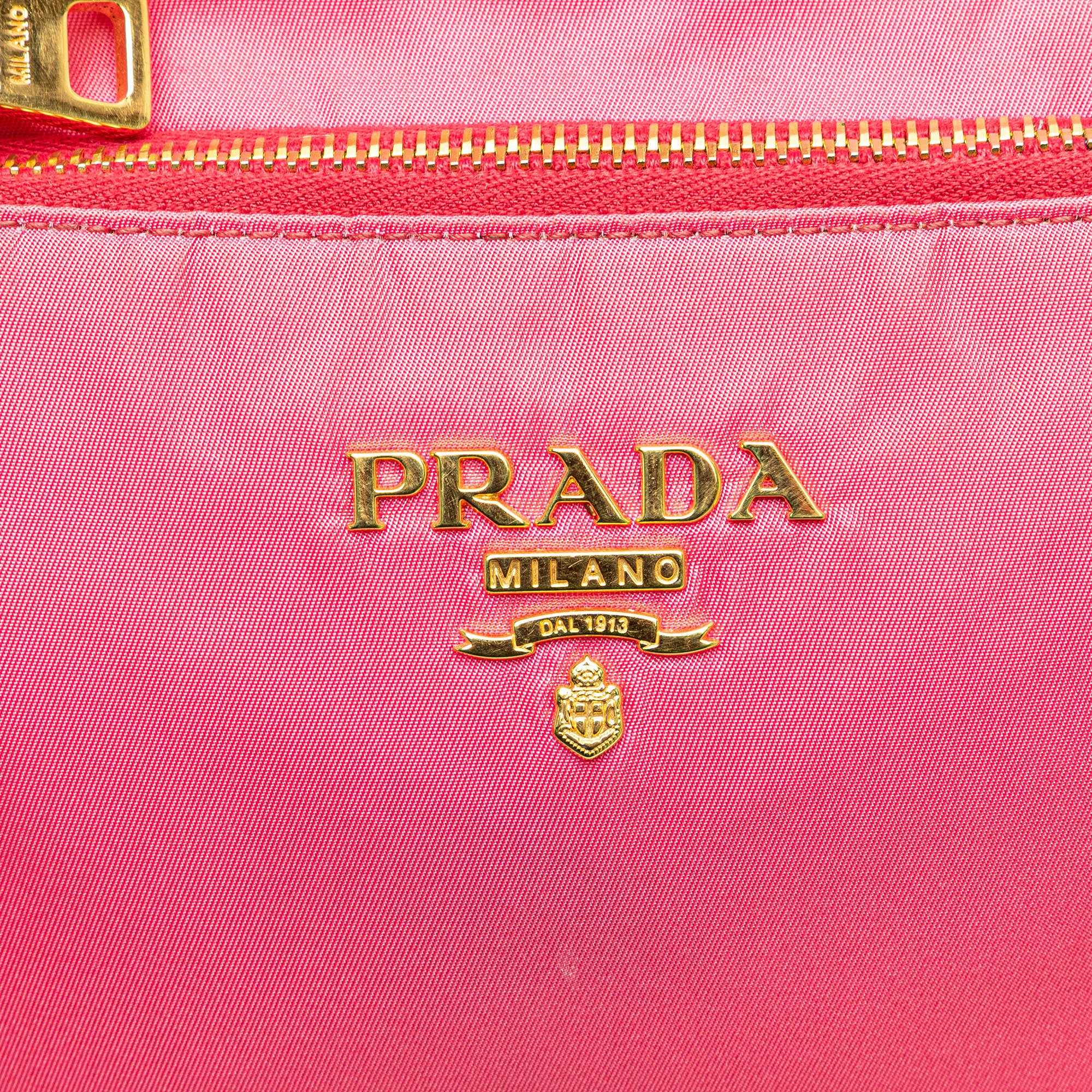 Prada | Pre-Owned Tessuto Zip Top Crossbody | Pink