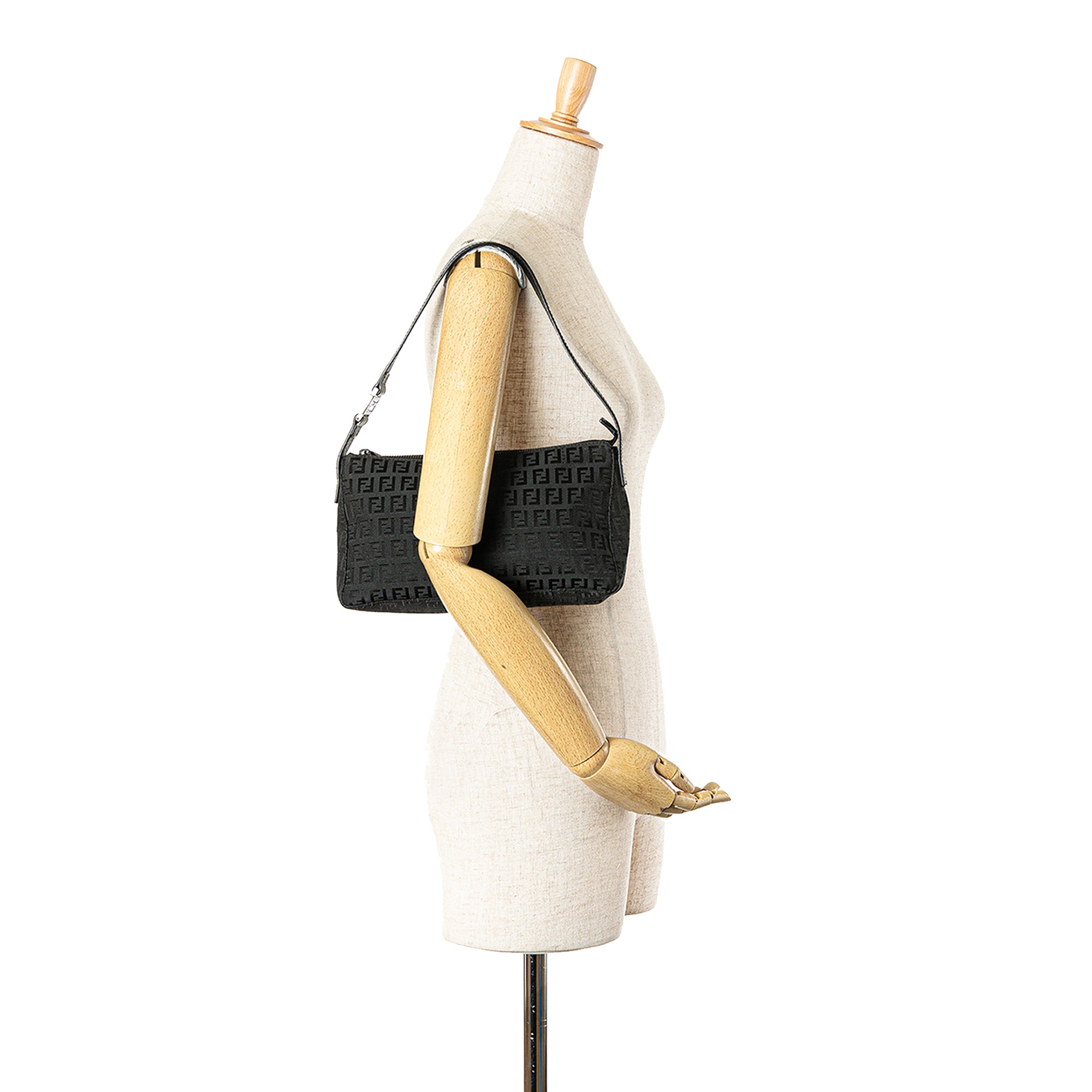 Fendi | Pre-Owned Zucchino Canvas Shoulder Bag | Black