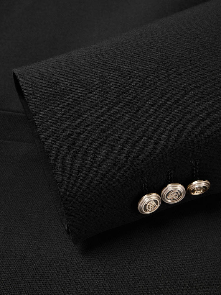 Wool Double-Breasted Blazer | Black