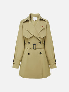 4-Buttoned Belted Trench Coat | Green