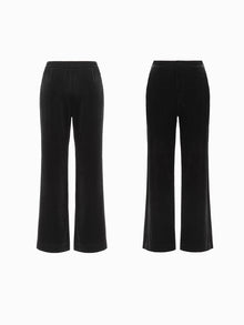 Velvet High-Waisted Wide Leg Pants | Black