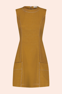 Stretch Denim Seamed A-Line Dress | Ochre