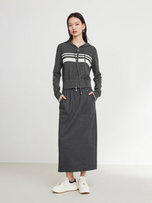 Hooded Knitted Cardigan | Grey