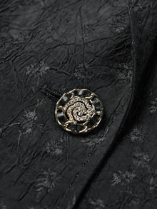 Jacquard Cinched Waist Blazer Jacket | Black