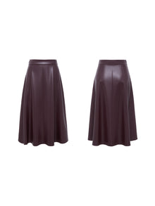 Leather A-Line Skirt | Wine Red
