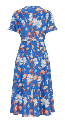 Printed Waist-fitted Dress | Blue