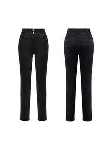 High-Waisted Straight Jeans | Black