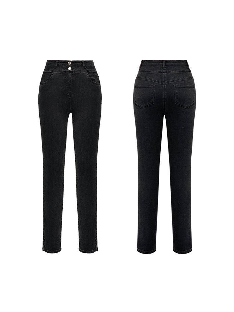 High-Waisted Straight Jeans | Black