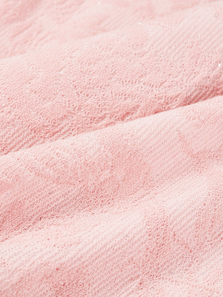 Embossed Slim Knit Cardigan | Pink