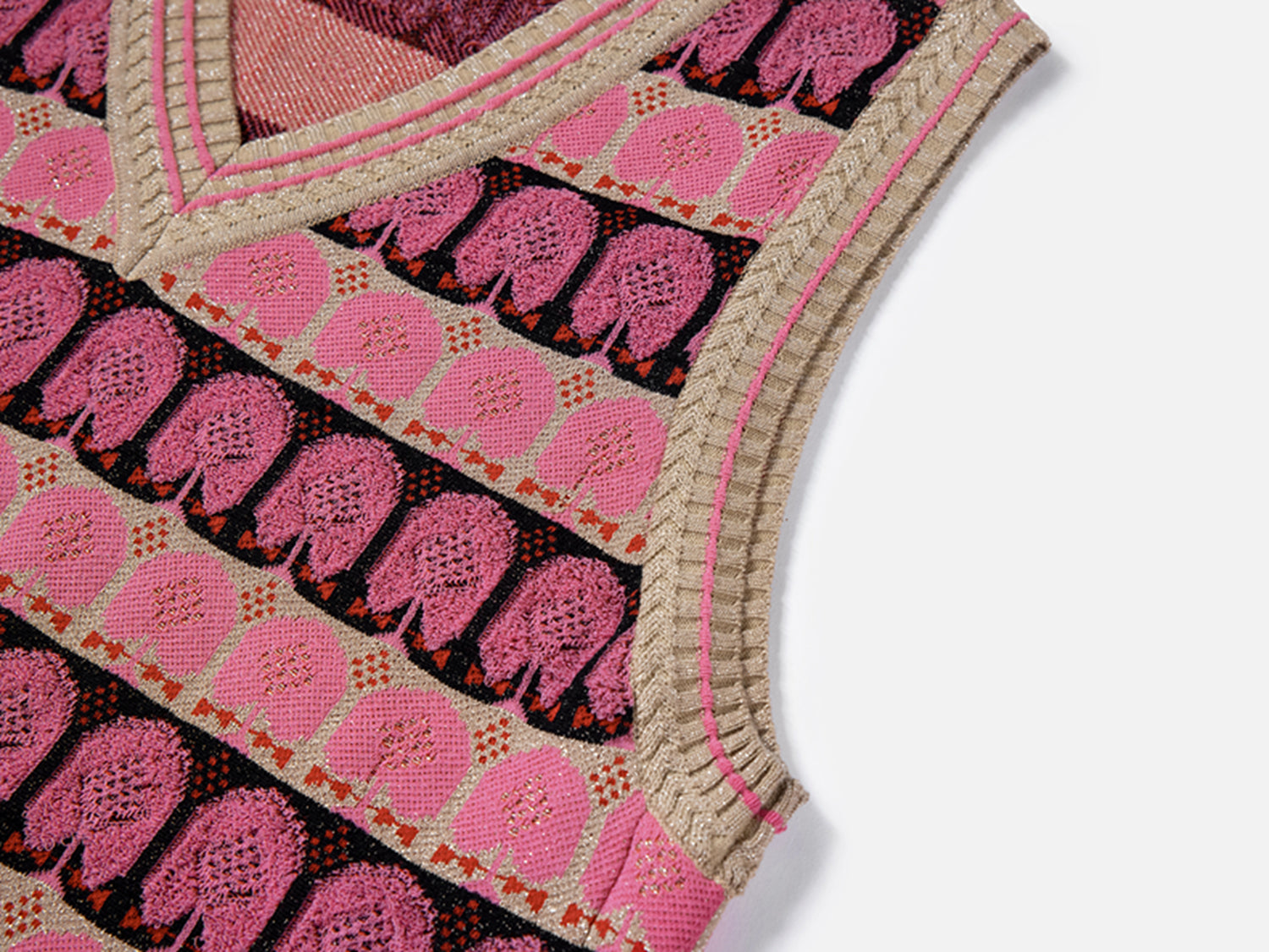 Jacquard-Knit Gilet | Pink