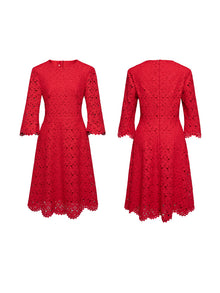 Embroidered Dress | Red