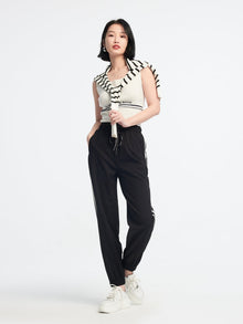 high-waisted tapered pants | Black