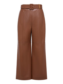 Leather Straight Leg Pants | Khaki