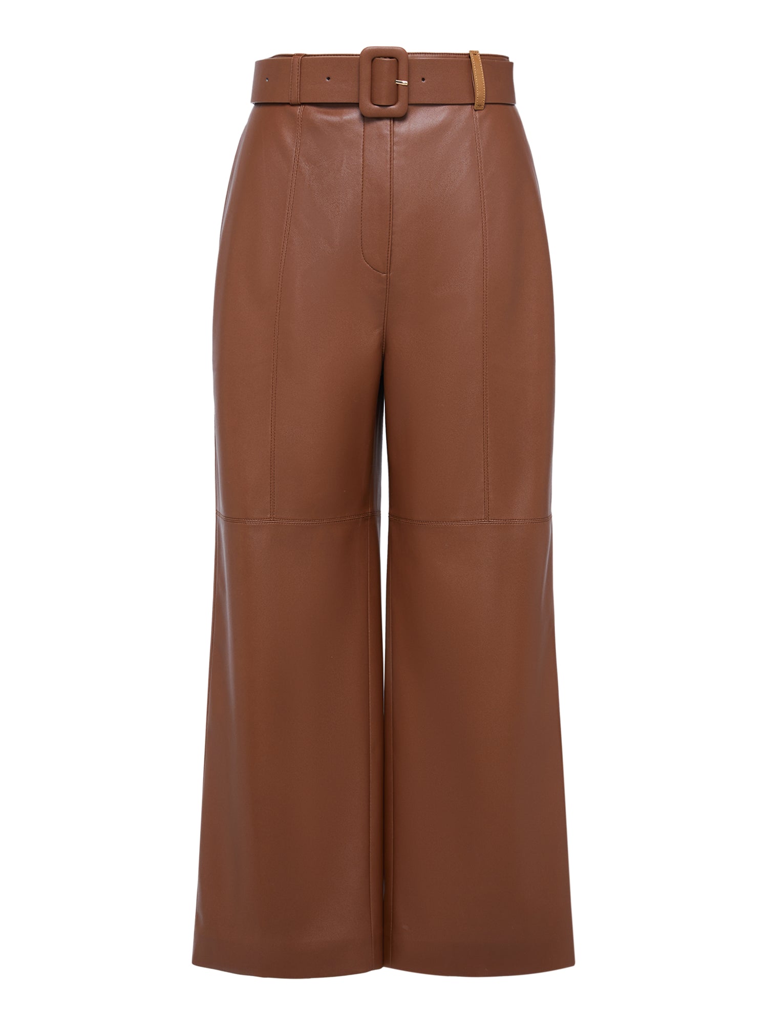 Leather Straight Leg Pants | Khaki
