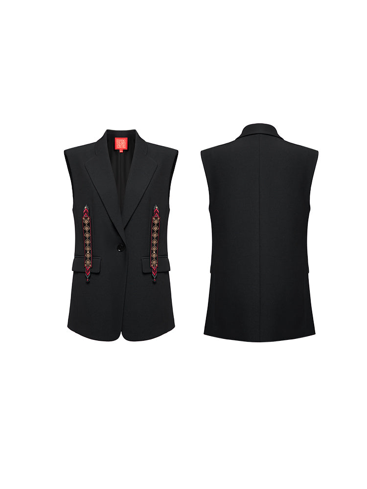 Retro Style Vest | Black