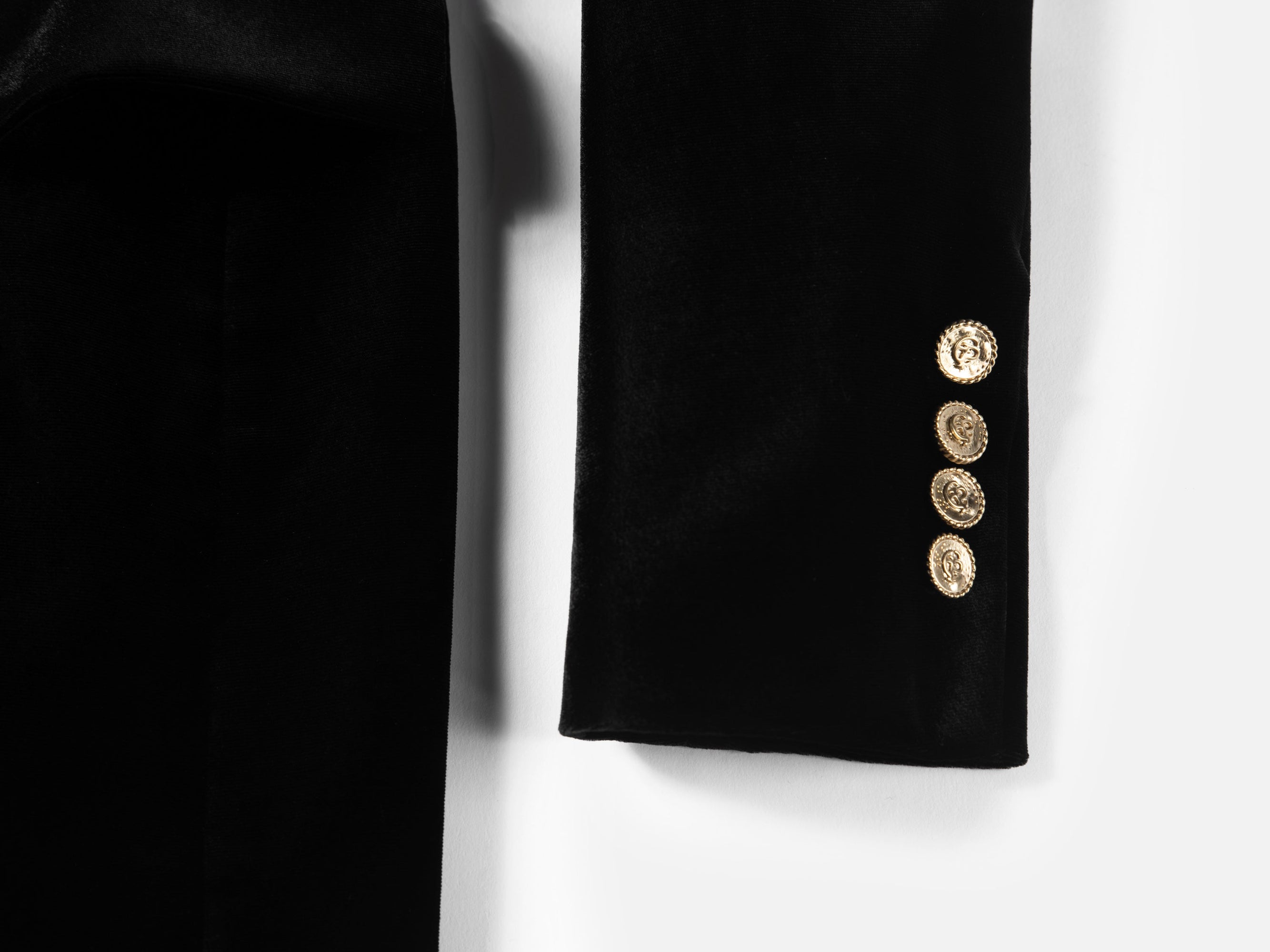 Hip Length Velvet Silk Blazer | Black