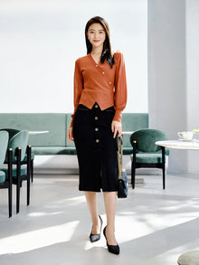 Wool V-Neck Sweater | Orange
