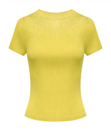 Triacetate Knit Cardigan | Yellow