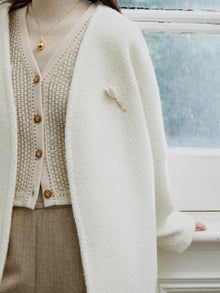 Yaming Sheep Wool Coat Jacket | White
