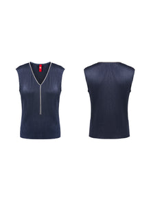 Triacetate V-neck Shirt | Navy