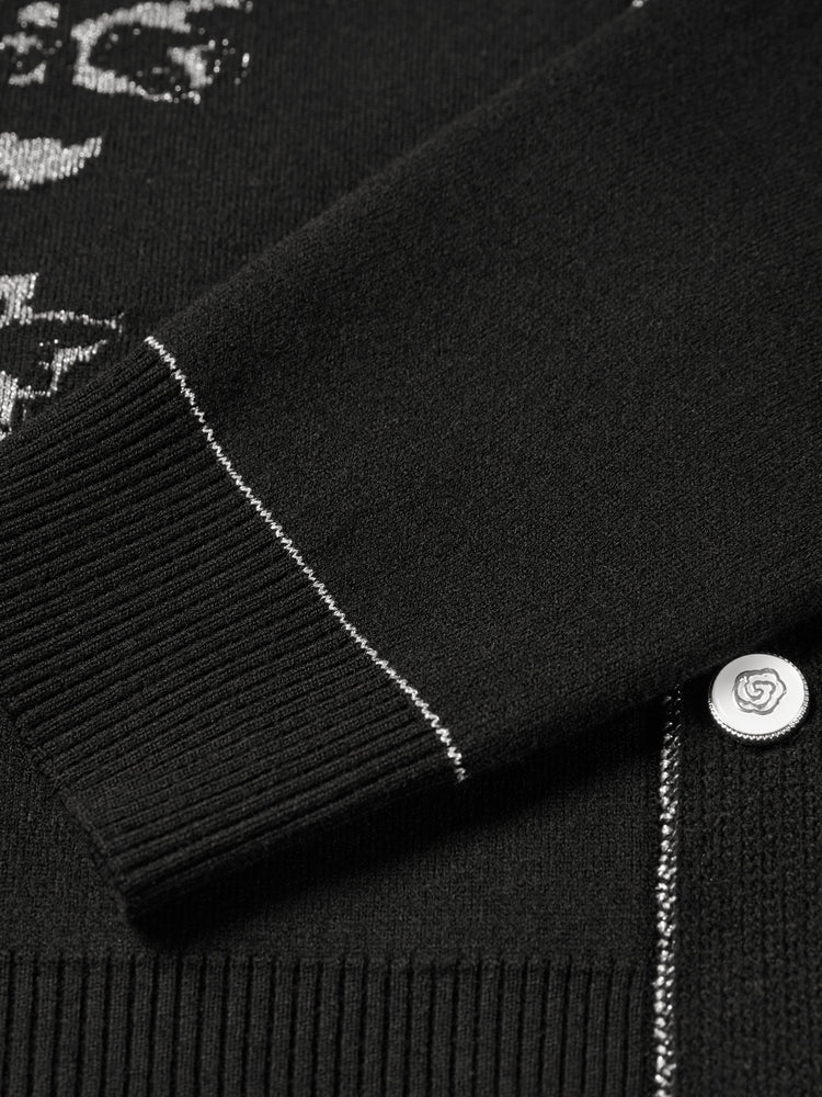 Merino Wool Knit Cardigan | Black