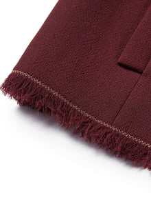 Elegant Pure Wool Coat | Wine Red