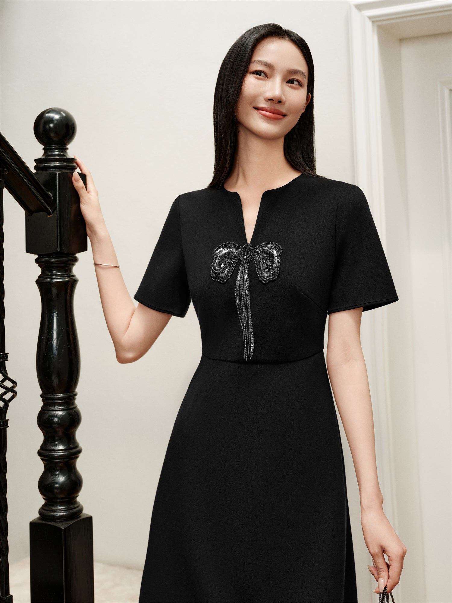 Wool Slim-Fit Dress | Black