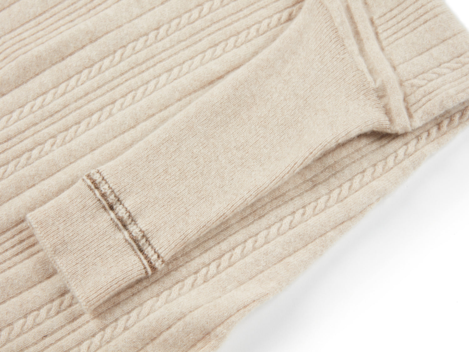 Cashmere Batwing Sleeves Twilled Sweater | Beige