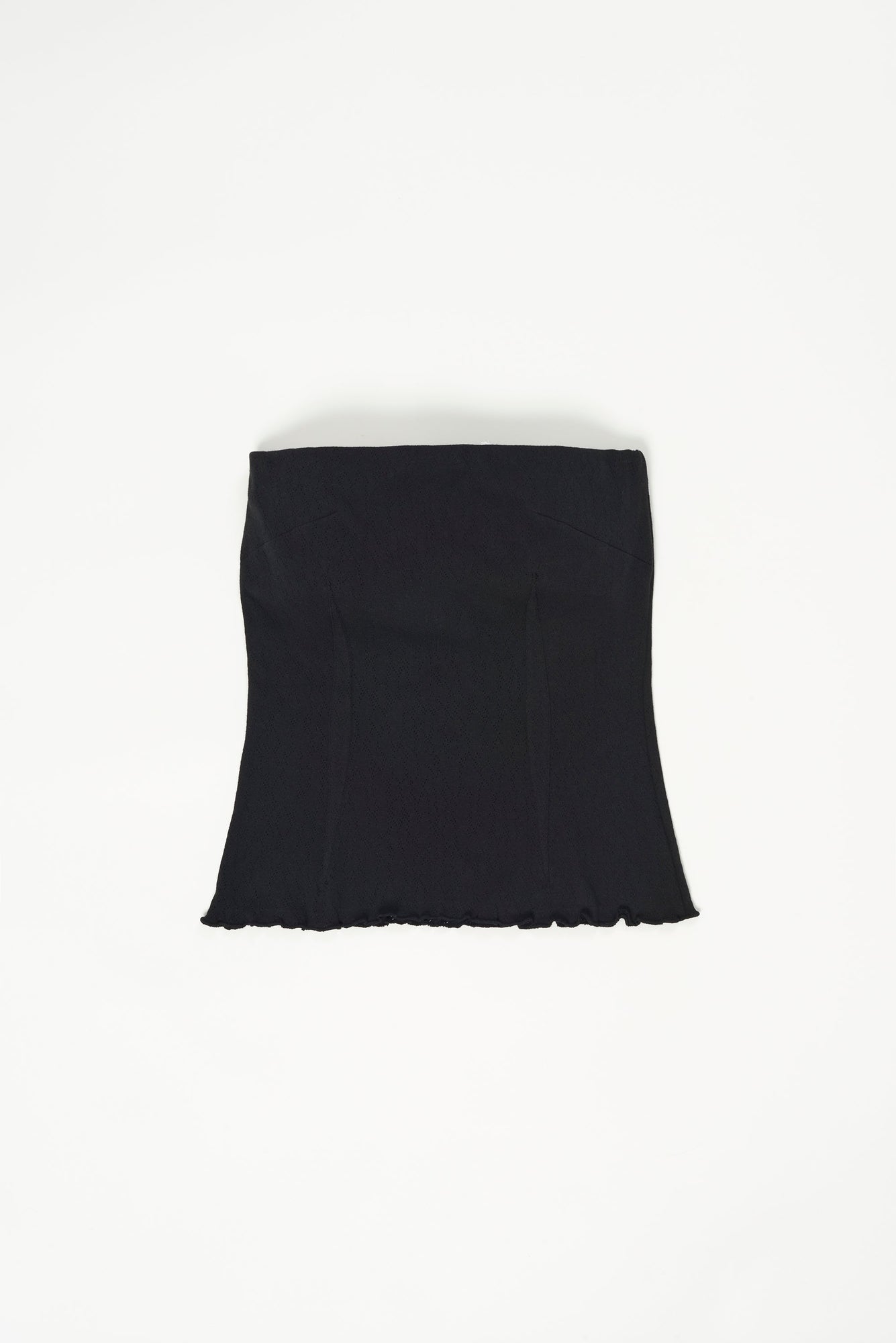 Pointelle Strapless Top | Black