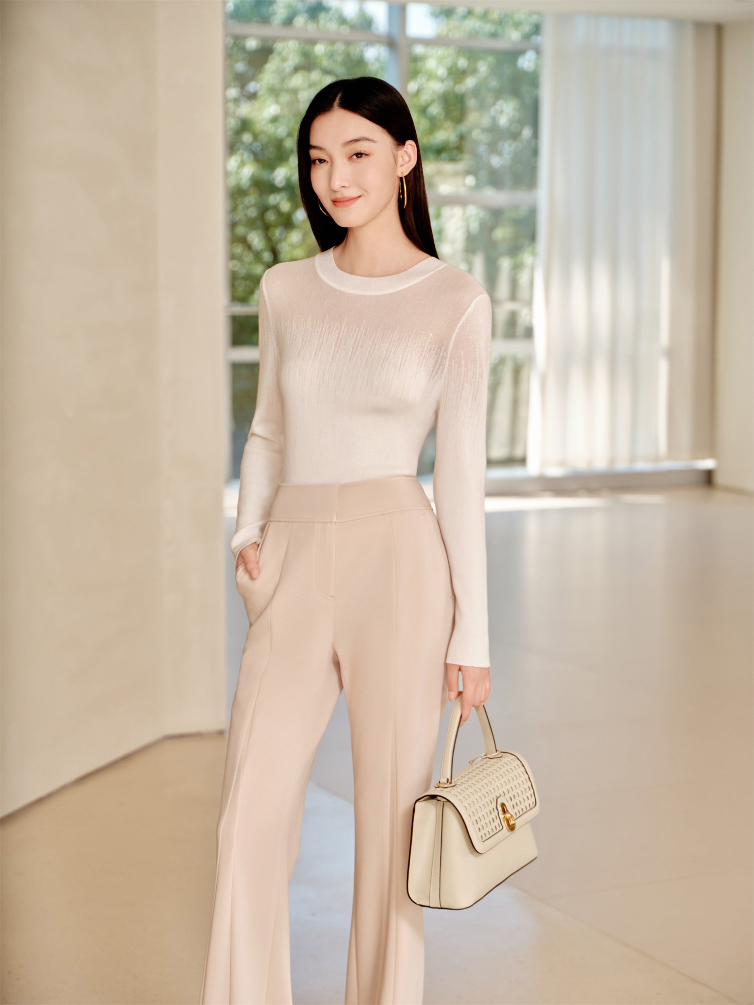 Classic Round-Neck Knitted Base Layer | White