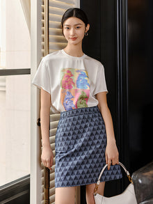 Minimalist Print Skirt | Blue