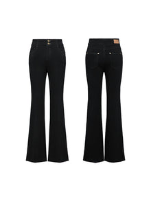 High Waist Flared Legs Pants | Black