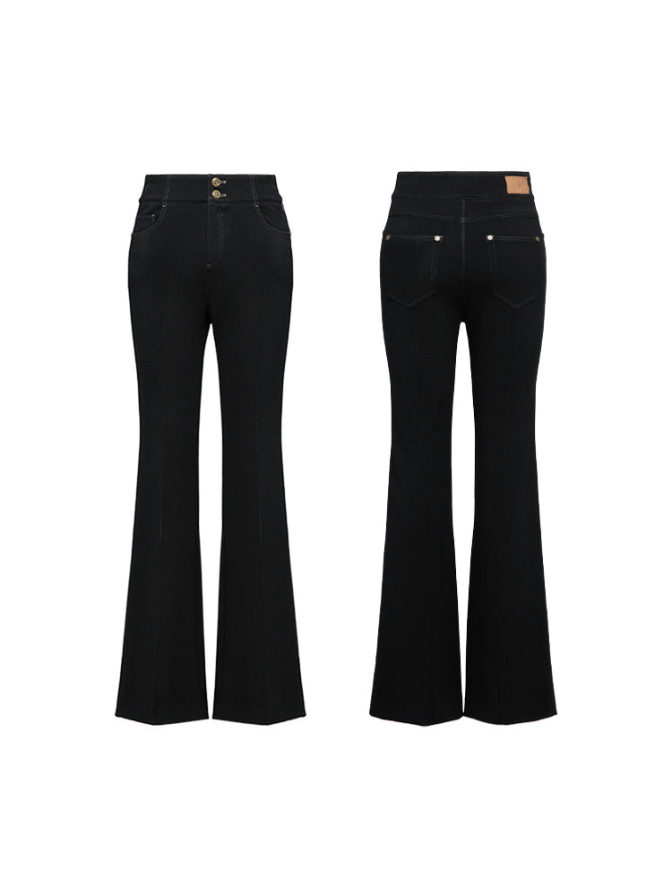 High Waist Flared Legs Pants | Black