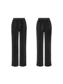 Wide-Leg Straight Pants | Black