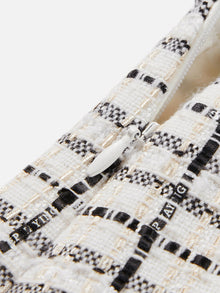 Parisian-Style Checkered Skirt | White/Black