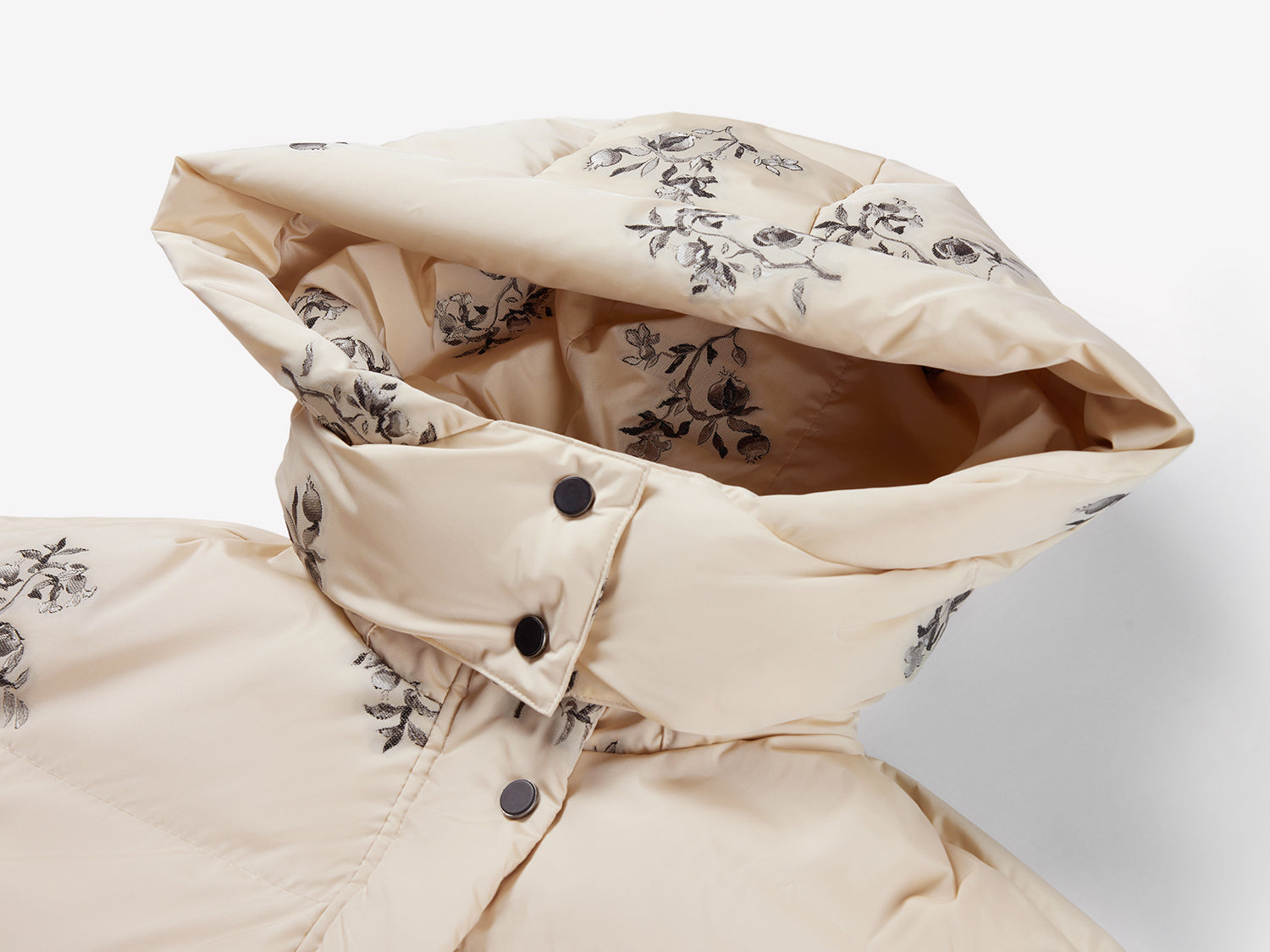 Chinese-Style Hooded Down Jacket | Beige